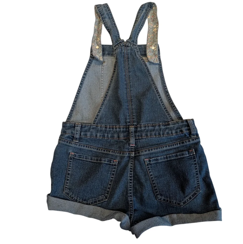 Girls Jordache Overalls Cutoff Raw Hem shorts size XL 14/16 blue jean